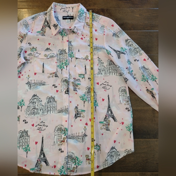 KARL LAGERFELD Women's pink Paris Button-Up Blouse Shirt - L - Picture 8 of 9